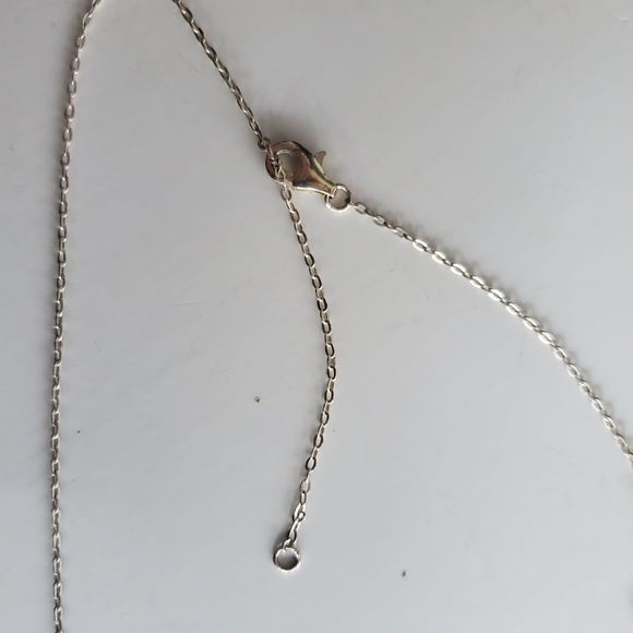 Vintage 925 Sterling Chain & Purple Crystal Heart Pendant - Picture 5 of 6